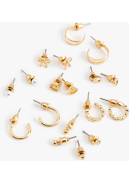 9'lu Çelik Halka ve Top Küpe Seti modelleri