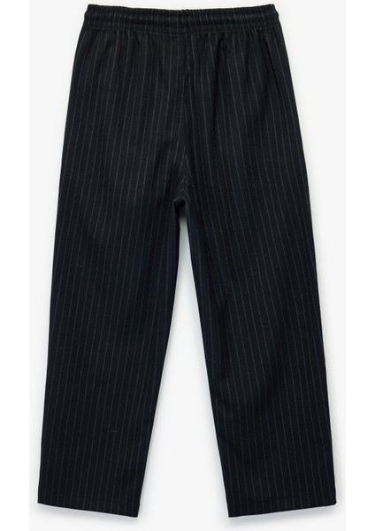 Beli Bağcıklı Cep Detaylı Viskon Karışımlı Çizgili Pantolon fiyatları