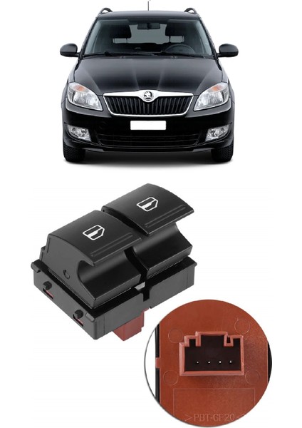 Skoda Fabia 2 2007-2014 Uyumlu Sol Ön Kapı Ön Camları Açma Düğmesi Ikili 1Z0959858