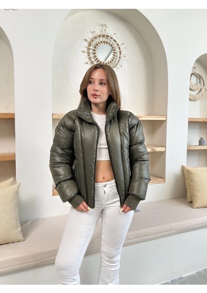 Puffer Kısa Trend Şişme Mont Haki indirimleri