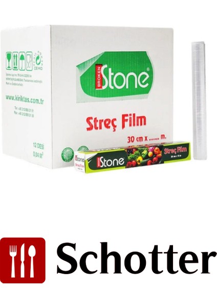 Pvc Gıda Streç Film – 30 cm x 10 M – 8 Mic Mutfakta Kolay Kullanım Streç (48’li Koli)
