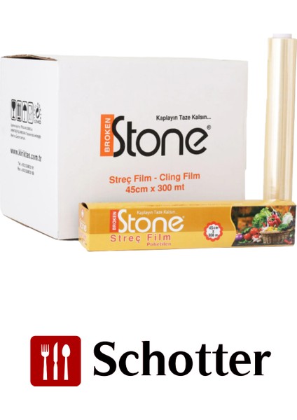 Pvc Gıda Streç Film – 45 cm x 300 M – 9 Mic (16’lı Koli)