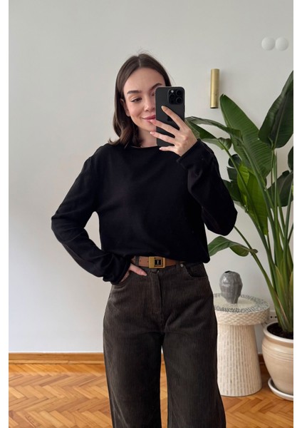 Marka Model Kayık Yaka Triko Bluz- Siyah fiyatları