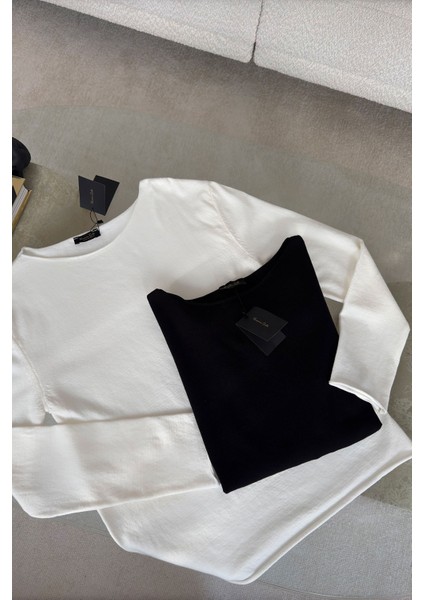 Marka Model Kayık Yaka Triko Bluz- Siyah modelleri