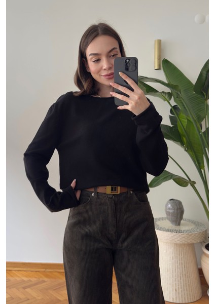 Marka Model Kayık Yaka Triko Bluz- Siyah indirimleri