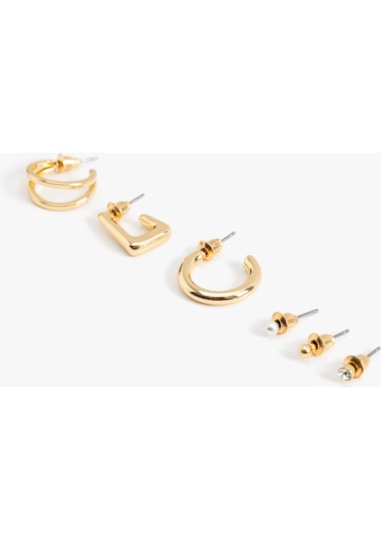 6'lı Çelik Top ve Halka Küpe Seti