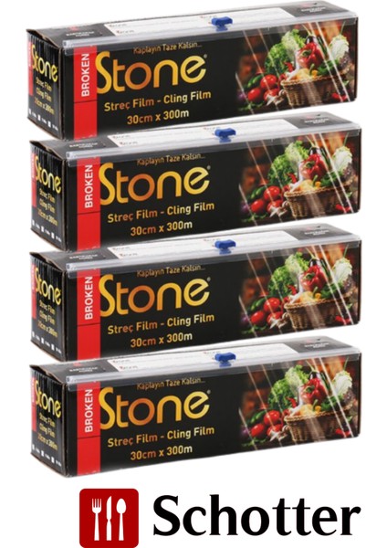 Polietilen Gıda Streç Film – 45 cm x 300 M – 8 Mic (4’lü Paket)