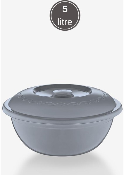 Kapaklı Hamur Leğeni 5 Lt, Çok Amaçlı Pasta Kek Hamur Yoğurma Çırpma Saklama Kabı Un Kutusu Gri fiyatları