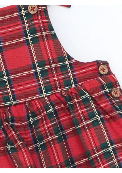 Lcw Baby Kırmızı Ekose Desenli Yılbaşı Temalı Kız Bebek Salopet ve Bluz 2'li Takım indirimleri