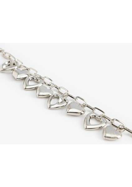 Kalp Detaylı Sallantılı Zincir Bileklik modelleri