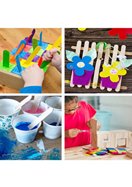 Ahşap Geniş Dil Çubuğu Seti Renkli ve Renksiz 100 Adet Sanatsal Kullanım İçin modelleri