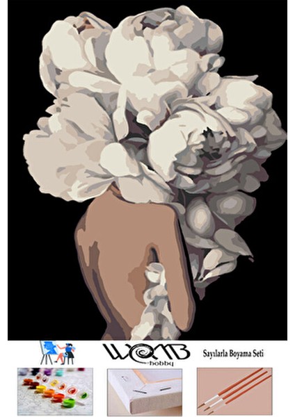 Kadın ve Çiçeklenmek Sayılarla Boyama Seti 40 x 50 cm Tuval Üzerinde Sanat Deneyimi fırsatları