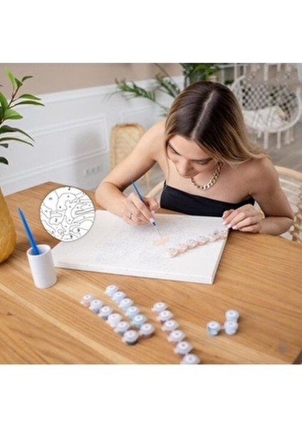 Taş Evler Boyama Seti 40 x 50 cm Renkli Akrelik Boyalarla Yaratıcılığınızı Ortaya Çıkarın