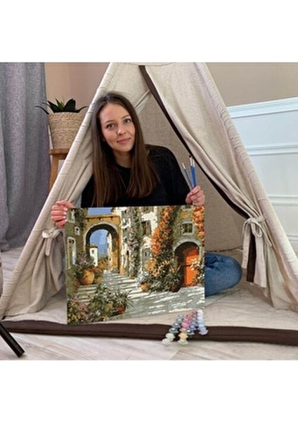 Taş Evler Boyama Seti 40 x 50 cm Renkli Akrelik Boyalarla Yaratıcılığınızı Ortaya Çıkarın
