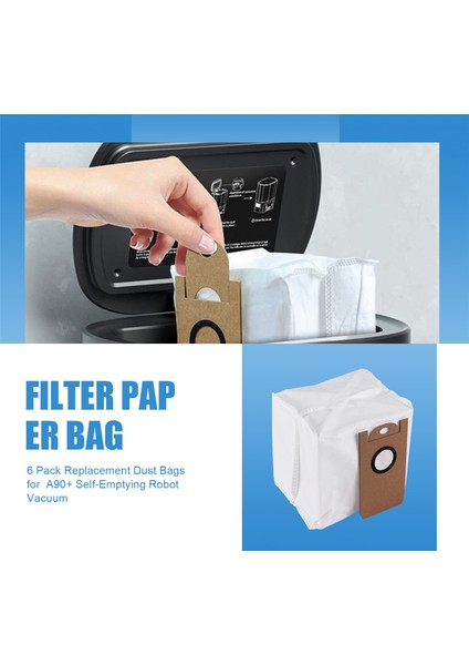 A90+ Kendiliğinden Boşalan Robot Süpürge Için 6'lı Yedek Toz Torbası (Yurt Dışından) fırsatları