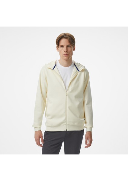 Erkek Ekru Regular Fit Kapüşonlu Sweatshirt