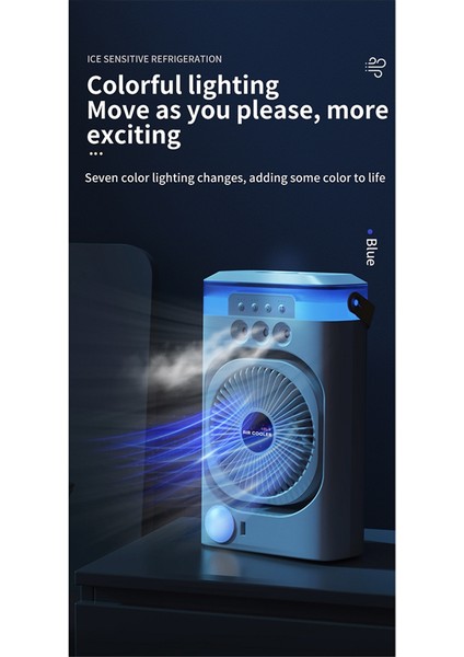 Klima Fanı Taşınabilir Masaüstü Nemlendirici Hanehalkı Ofis Için Renkli Gece Işıkları ile Küçük Hava Soğutucu Fanı, A (Yurt Dışından) indirimleri