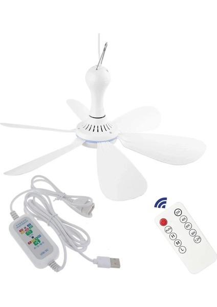 Sessiz 6 Uzaktan Kumanda Zamanlaması ile USB Destekli Tavan Gölgelik Fanı, Kamp Yatağı Yurt Için 4 Vitesli Asılı Fan Bırakır (Yurt Dışından)