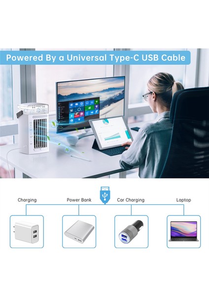 Taşınabilir Klima Fanı 3 1 Masa Hava Soğutucu ve 3 Fan Hızı ve 7 Renkli LED Işık Yatak Odası Için Işık (Yurt Dışından) indirimleri