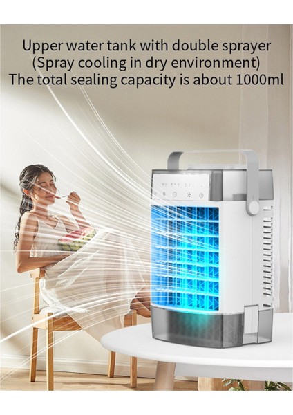 Taşınabilir Klimalar 4 In-1 1000ML Hava Soğutucu 7 Renk Işıkları Oda Ofisi Için Kişisel Mini Saç Kremi Fan (Yurt Dışından)