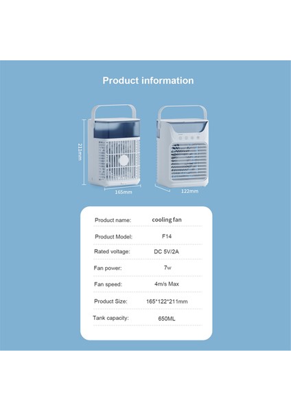 Taşınabilir Klimalar Fan Mini Klima 3 Hızlı Klima Oda Yatak Odası Ofis Masası Için Nemlendirici ile Hava Soğutucu (Yurt Dışından) fiyatları