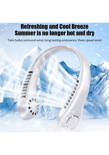 Yaprak Daha Az Boyun Asılı Küçük Fan USB Şarj Açık Portatif Taşınabilir Spor Boyun Asma Fan Esansiyel Yaz C (Yurt Dışından) modelleri