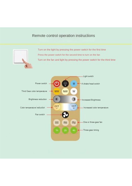 48W LED Işık Uzaktan Kumandalı Tavan Fanı 360 ° Döner Soğutma Elektrikli Fan Işık Iç Mekan Dekoratif Tavan Işığı A (Yurt Dışından)