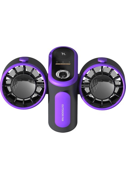 Turbo Jet Fan Çifte Başlı Bel Montajlı Fan Güç Bankası Açık Kamp Seyahat Işleri, Gri ve Mor Için Işık (Yurt Dışından)