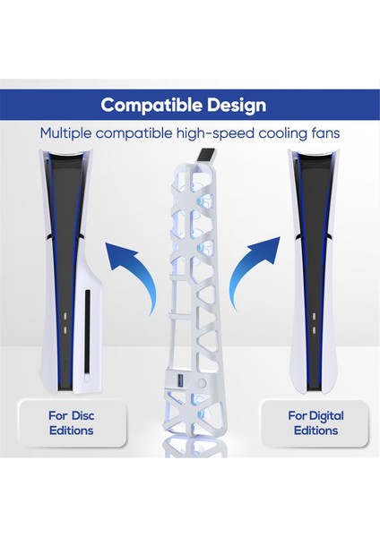 Ps5 Ince Konsol Için Soğutma Fanı, Bellek Fonksiyonu ve LED Işık, Serin Aksesuarları Olan Sessiz Soğutma Sistemi -Beyaz (Yurt Dışından) indirimleri