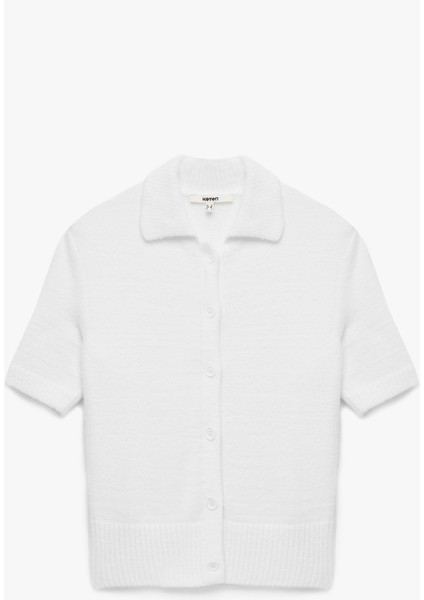 Düğmeli Kısa Kollu Polo Yaka Triko Peluş Hırka modelleri