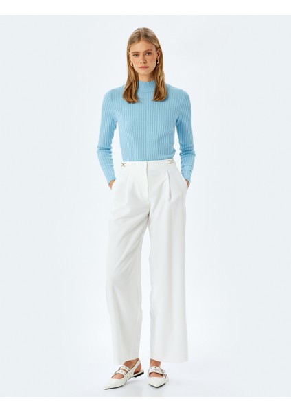 Dik Yaka Slim Fit Uzun Kollu Basic Triko Kazak fiyatları