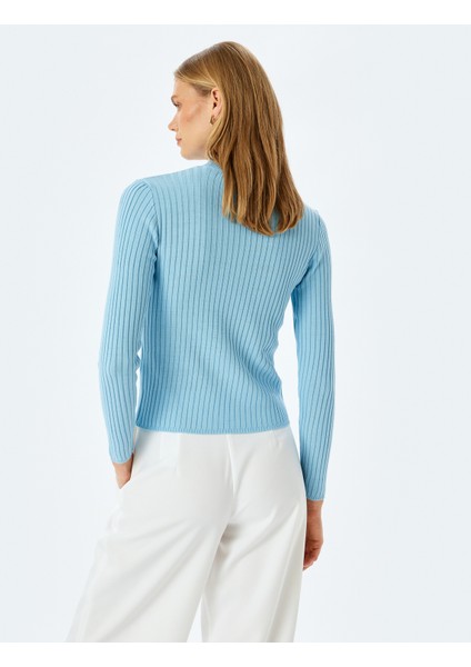 Dik Yaka Slim Fit Uzun Kollu Basic Triko Kazak fırsatları