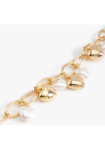 Kalp Detaylı Sallantılı Zincir Bileklik modelleri