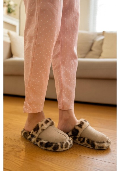 Leopar Desenli Kışlık Sessiz Ev Terliği fiyatları