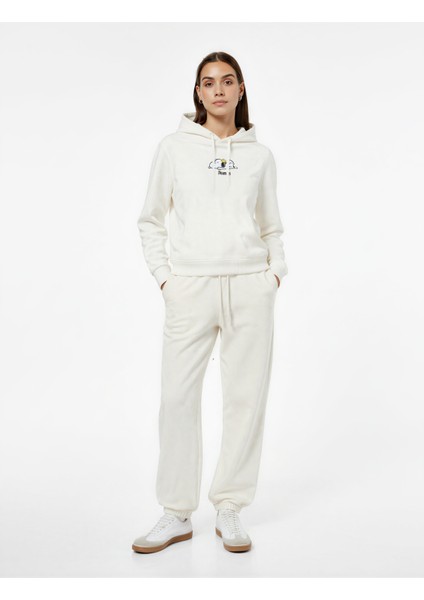 Snoopy Lisanslı Kapüşonlu Uzun Kollu Arkası Baskılı Oversize Sweatshirt