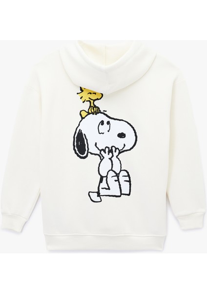 Snoopy Lisanslı Kapüşonlu Uzun Kollu Arkası Baskılı Oversize Sweatshirt modelleri