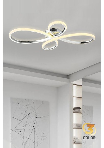 Yonca Plafonyer LED Avize 3 Renk Işık Modlu (Beyaz / Sarı / Gün Işığı)