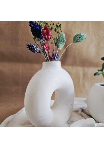 El Yapımı Modern Tasarım Bohem Stil Yuvarlak Beton Donut Vazo 2liset modelleri