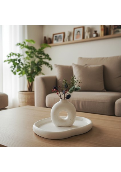 El Yapımı Modern Tasarım Bohem Stil Yuvarlak Beton Donut Vazo 2liset fırsatları