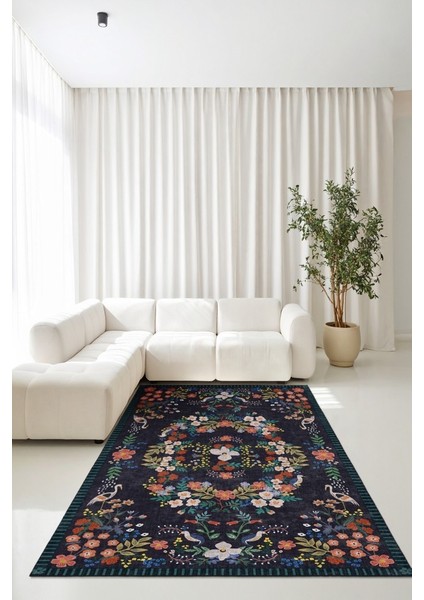 Her Adımda Bir Çiçek Her Desende Bir Kuş Sanatsal Kaymaz Taban Halı modelleri