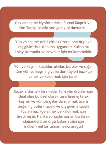 Kaşmir ve Yün Tarağı modelleri