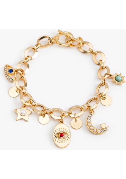 Charm Detaylı Sallantılı Zincir Bileklik