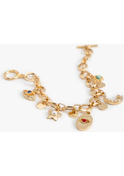 Charm Detaylı Sallantılı Zincir Bileklik modelleri