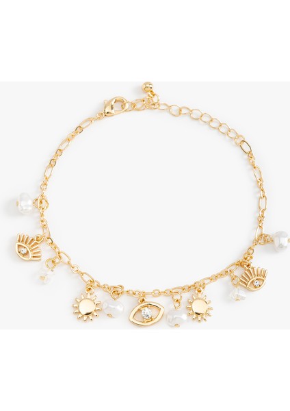 Charm Detaylı Sallantılı Zincir Bileklik