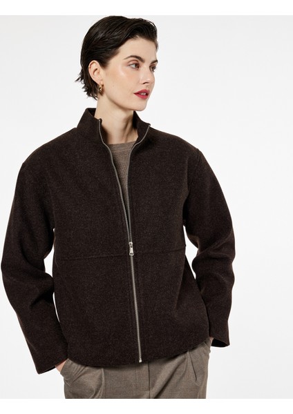 Dik Yaka Uzun Kollu Fermuarlı Kaşe Ceket fiyatları