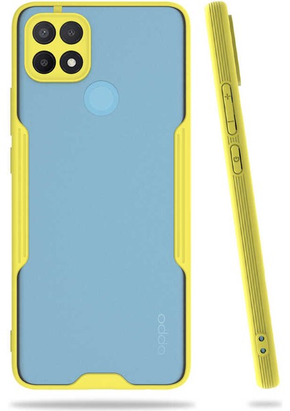 Oppo A15S Kılıf Senk Parfe Kapak-Sarı