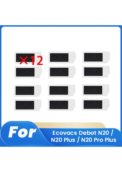Ecovacs Debot N20 / N20 Plus / N20 Pro Plus Süpürge Robotu Aksesuarları Için 12 Adet Temizleyici Filtre (Yurt Dışından)