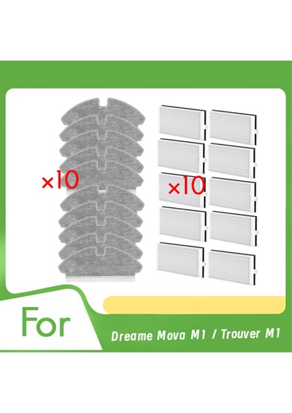 Dreame Mova M1 / Trouver M1 Süpürge Robotu Temizleyici Parçalarının Değiştirilmesi Için 20 Adet Filtre ve Bez (Yurt Dışından)