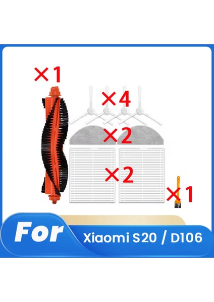 Xiaomi S20 / D106 Süpürme Robotu Aksesuarları Temizleyici Parçaları Yedek Ana Yan Fırça Paspas Filtre Seti Için 10 Adet (Yurt Dışından)