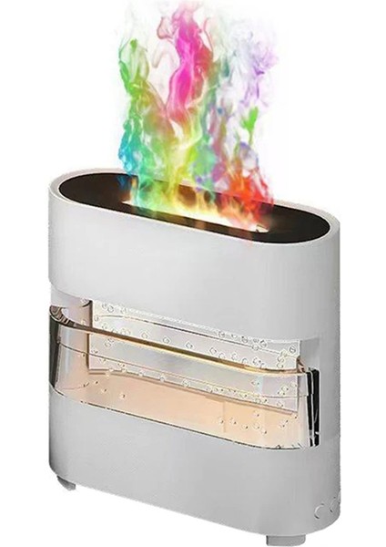 Simülasyon Alev Nemlendirici Renkli Yağmur ve Ateş Aroma Difüzör 7 Renkli ve Ev Yatak Odası Için Renkli, Beyaz (Yurt Dışından)